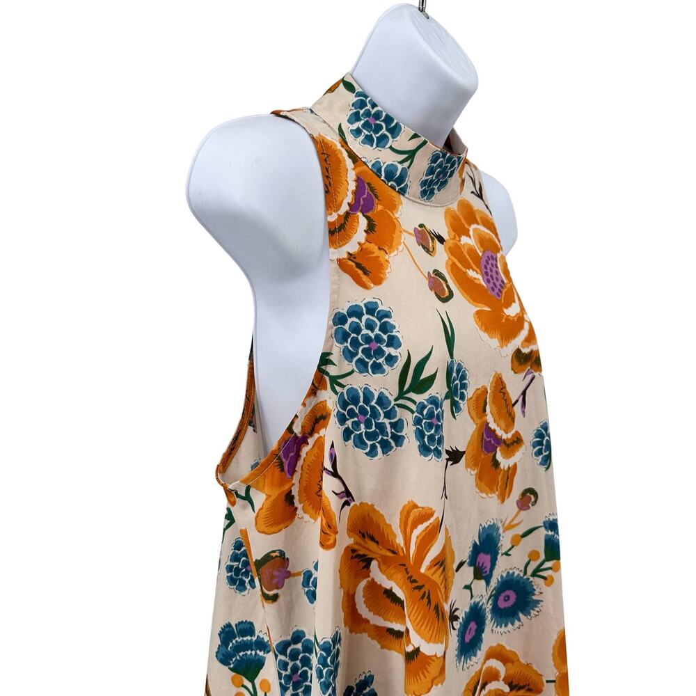 By Together Dress WMNS M Cream Floral Mock Neck Tank Backless Retro Cottagecore - Picture 4 of 9